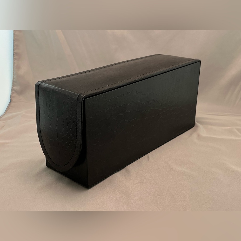Luxury Jewelry Travel Box / 10X3.25X4.25” / Black Faux Alligator Leather